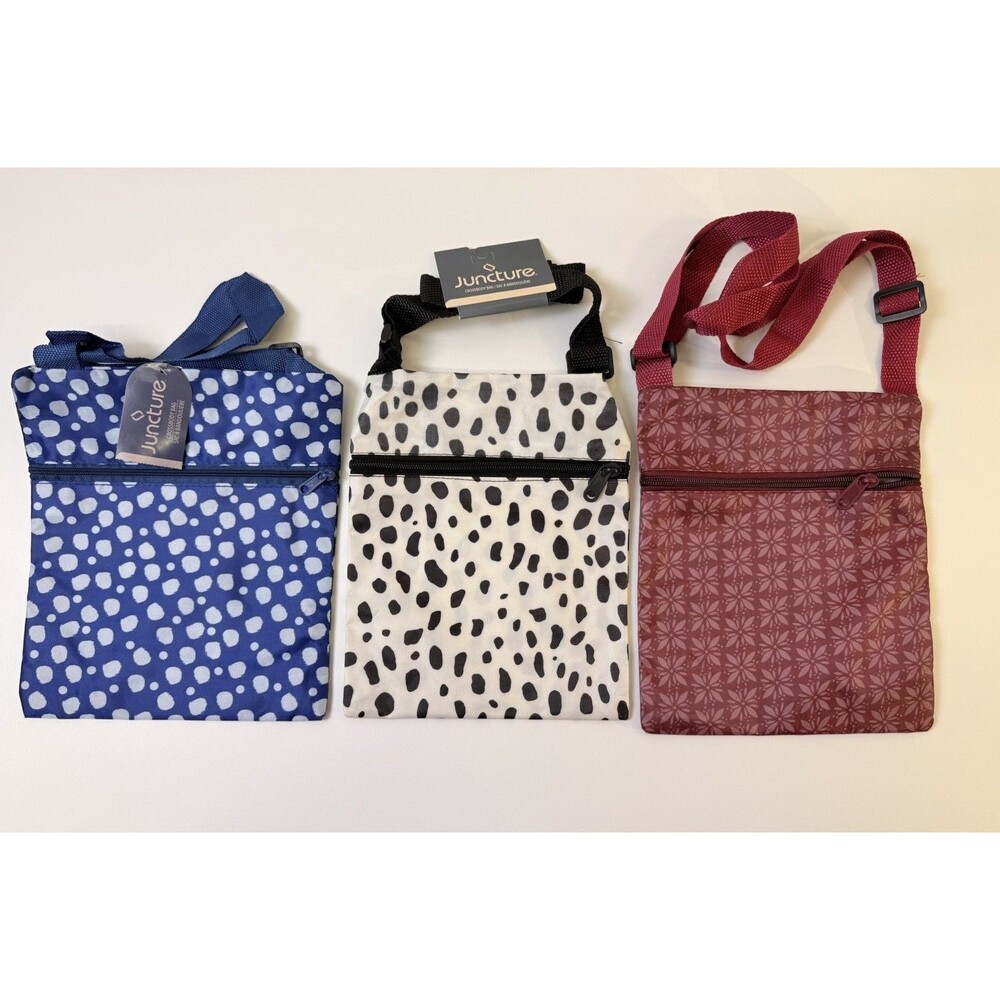Lot Of 3 New Juncture Crossbody Bag Purse Blue White & Red Set Passport